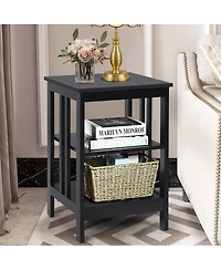 Slickblue 2 Pack 3 Tier End Tables with Reinforced Bars for Bedroom Living Room