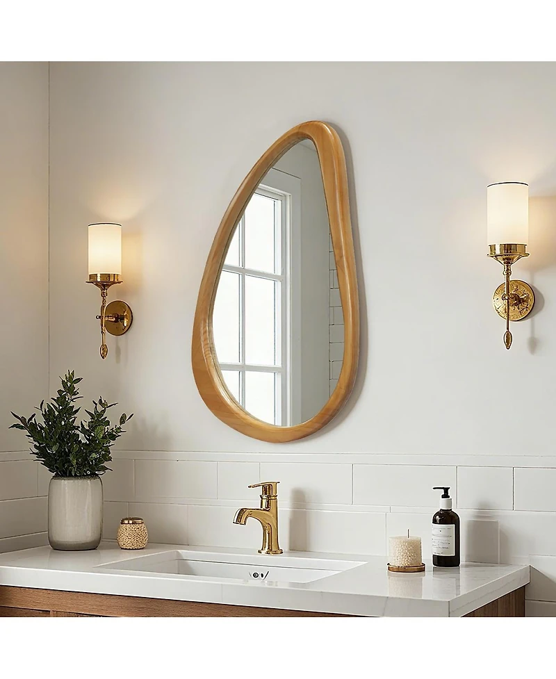 Laoties 20" x 30" Irregular Wall Mirror, Modern Teardrop Decorative Accent Mirror for Living Room and Entryway