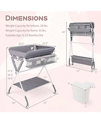 Gouun Baby Portable Foldable Diaper Changing Station with 3-Level Adjustable Height
