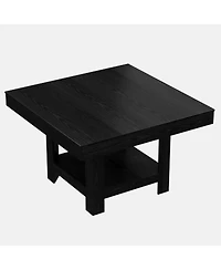 homfan Square 47.2 Inch Dining Table for 4 to 6, 2 Tier Storage Shelf, Walnut Waterproof Design, 350Lbs Capacity, Anti Wobble Triangle Legs