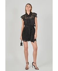 endless rose Women's lace tie waist romper