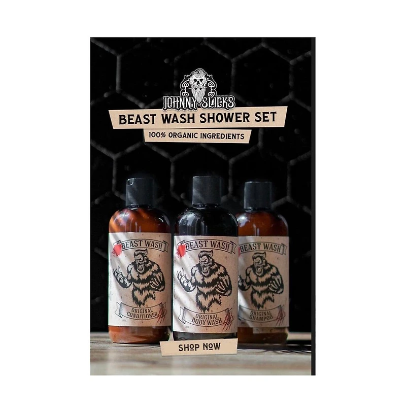 Johnny Slicks Beast Shower Set |Shampoo, Conditioner and Body Wash| 3 Piece Set |Original Scent