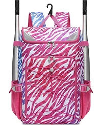 Furlihong Zebra Print Baseball and Softball Gear Backpack for Ages 8-14 – Youth Bat Bag with Ventilated Shoe Compartment for Players' Stuff