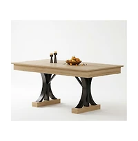 homfan 71 Inch Dining Table for 6 to 8 with 2 Drawers, Double Pedestal Industrial Wooden Kitchen Table