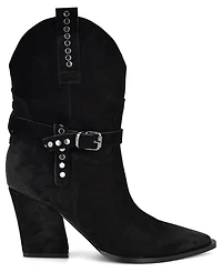 Nine West Women's Weslie Suede Block Heel Western Booties