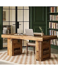 Tribesigns 63" Large Executive Desk, Farmhouse Computer Office Desk Wooden Writing Table