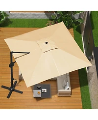 homfan 10x10Feet 360degree(s) Rotating Square Cantilever Umbrella, Aluminum Frame, Adjustable Tilt, Uv and Wind Resistant, for Pool, Deck Garden
