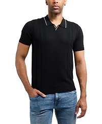 Xray Men's Johnny Collar Textured Stripe Sweater Polo