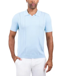 Xray Men's Johnny Collar Textured Stripe Sweater Polo