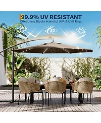homfan 10Feet Offset Cantilever Umbrella, Waterproof Uv-Resistant, Adjustable Tilt, Steel Frame and Cross Base for Deck, Pool, Backyard