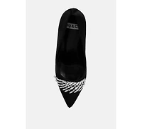 Rhodolia Diamante Brooch Detail Satin Pumps