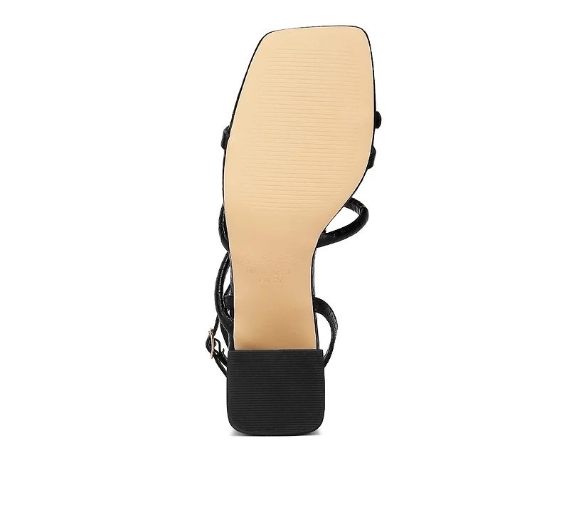 right pose faux leather block heel sandals