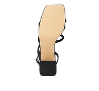 right pose faux leather block heel sandals