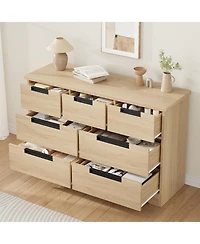 gaomon 7-Drawer Modern Oak Dresser Bedroom Storage Cabinet with Embedded Handles, Chest for Living Room, Nursery, Natural Oak