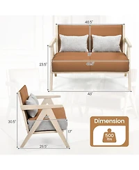 Slickblue Modern Loveseat Sofa for Small Rooms with Cushioned Seat and Wood Frame