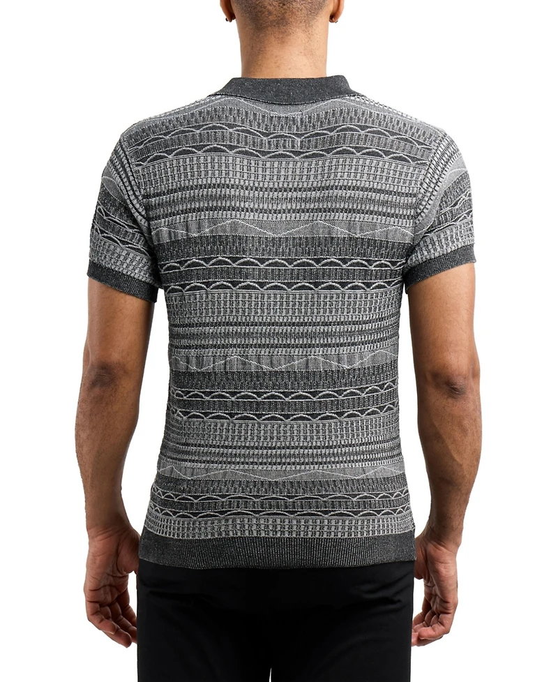 Xray Men's Allover Jacquard Sweater Polo