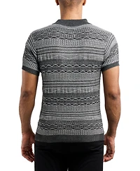 Xray Men's Allover Jacquard Sweater Polo