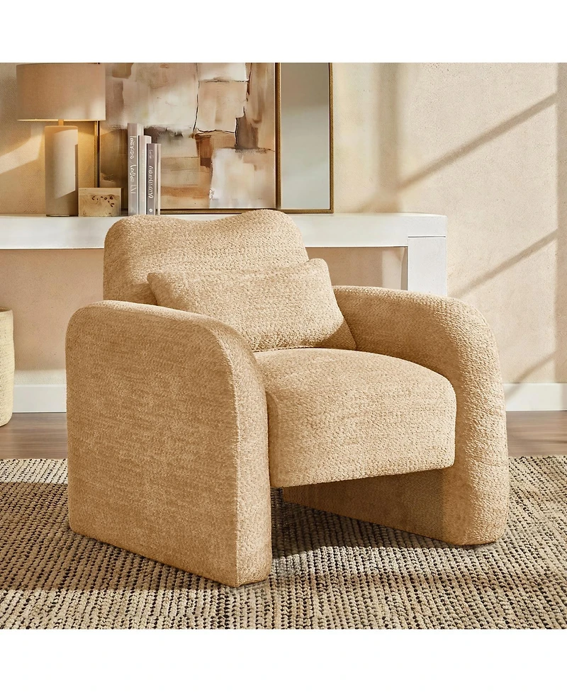 Hulala Home Blason Modern Upholstered Armchair with Lumbar Support Pillow