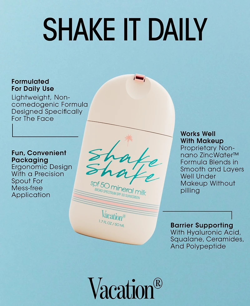 Vacation Mineral Milk Shake Shake Spf 50 Sunscreen, 1.7 oz.