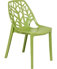 LeisureMod Cornelia Stackable Dining Chair Set of 2 Spring Cut-Out Tree Design Acrylic Accent Side Chair for Kitchen, Living Room, and Dining Area