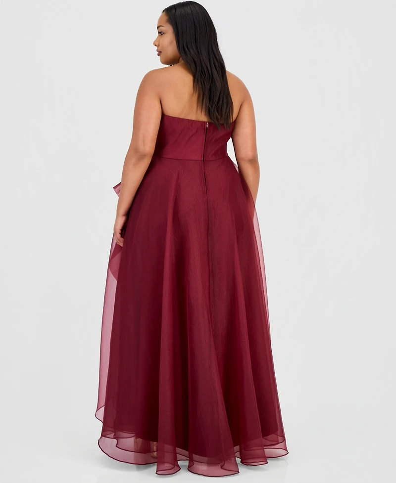 B Darlin Trendy Plus Ruffled Strapless Gown