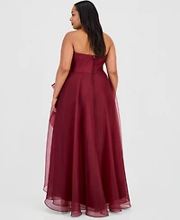 B Darlin Trendy Plus Ruffled Strapless Gown