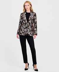 Anne Klein Women's Floral Sequin One-Button Blazer