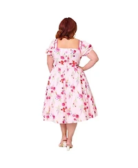 Unique Vintage Plus 1940s Sweetheart Button Front Swing Dress