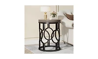 Slickblue Small Round End Table with Industrial Metal Frame.