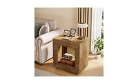 Slickblue 2-Tier Wooden End Table with Storage Shelf for Sofa.