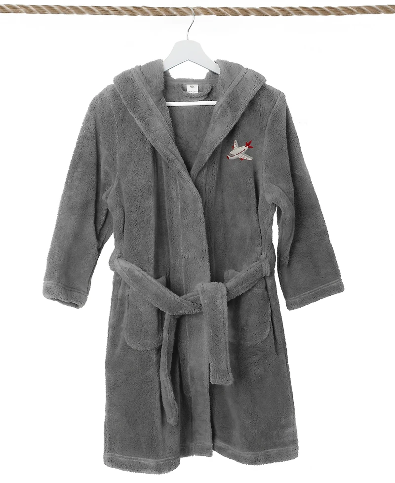 Linum Home Kids Jet Plane Super Plush Double-Brushed Hooded Bathrobe
