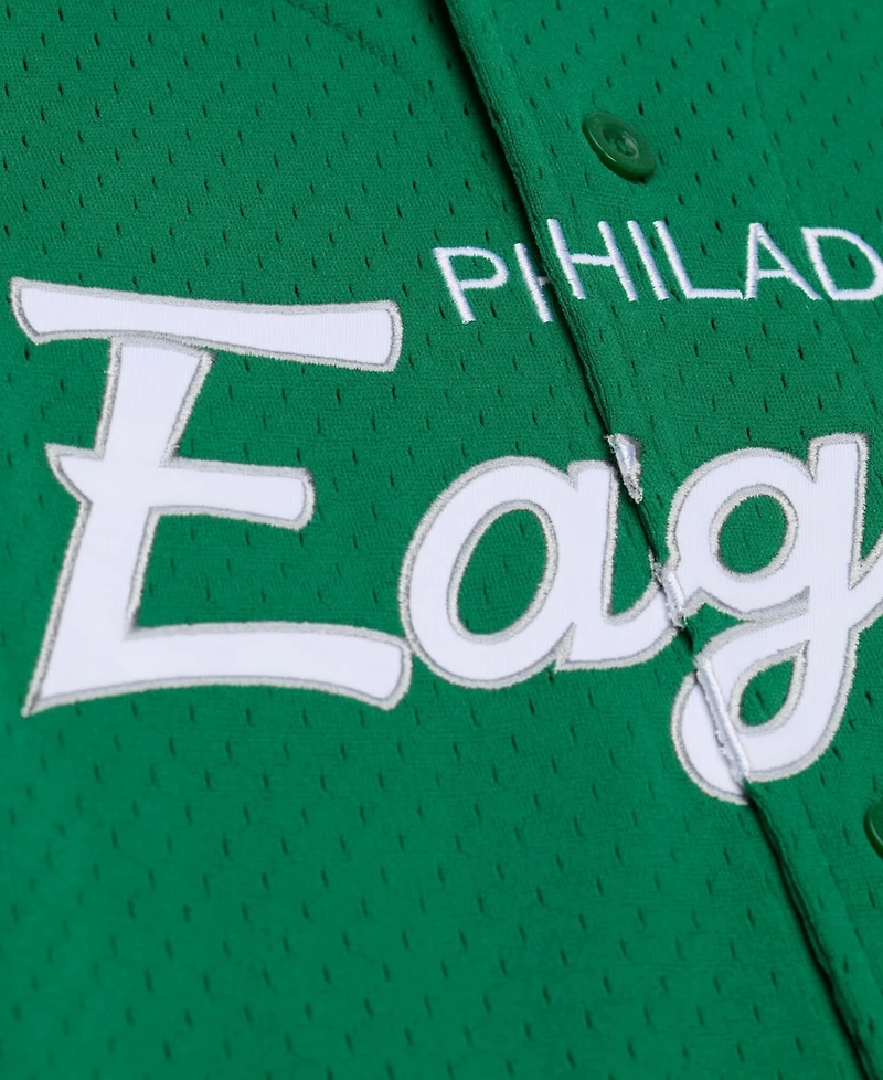 Mitchell & Ness Men's Kelly Green Philadelphia Eagles Head Coach Mesh Full-Button Fashion Jersey