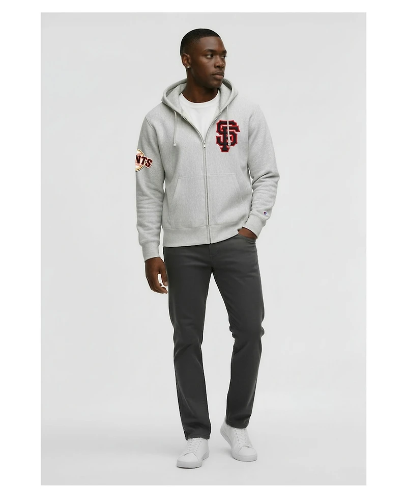 Champion Men's Gray San Francisco Giants Reverse Weave Chenille Full-Zip Hoodie