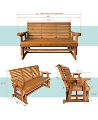 Mega Casa 5 Foot 3-Seater Patio Glider with Cup Holders, High Roll Back and Deep Contoured Seat