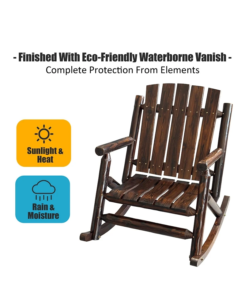 Hips All-Weather Outdoor Glider Chair, Heavy-Duty Single Patio Rocker with Removable Cup Holders