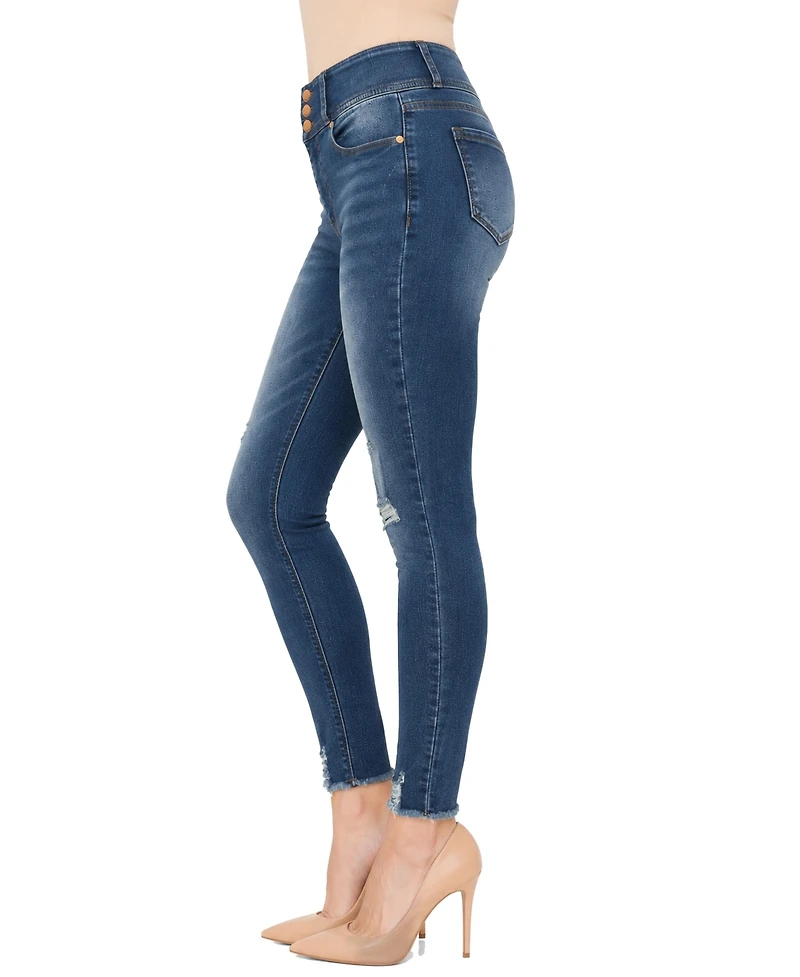 Indigo Poppy Women's Three Button Tummy Tuck High Rise Skinny