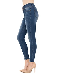 Indigo Poppy Women's Three Button Tummy Tuck High Rise Skinny