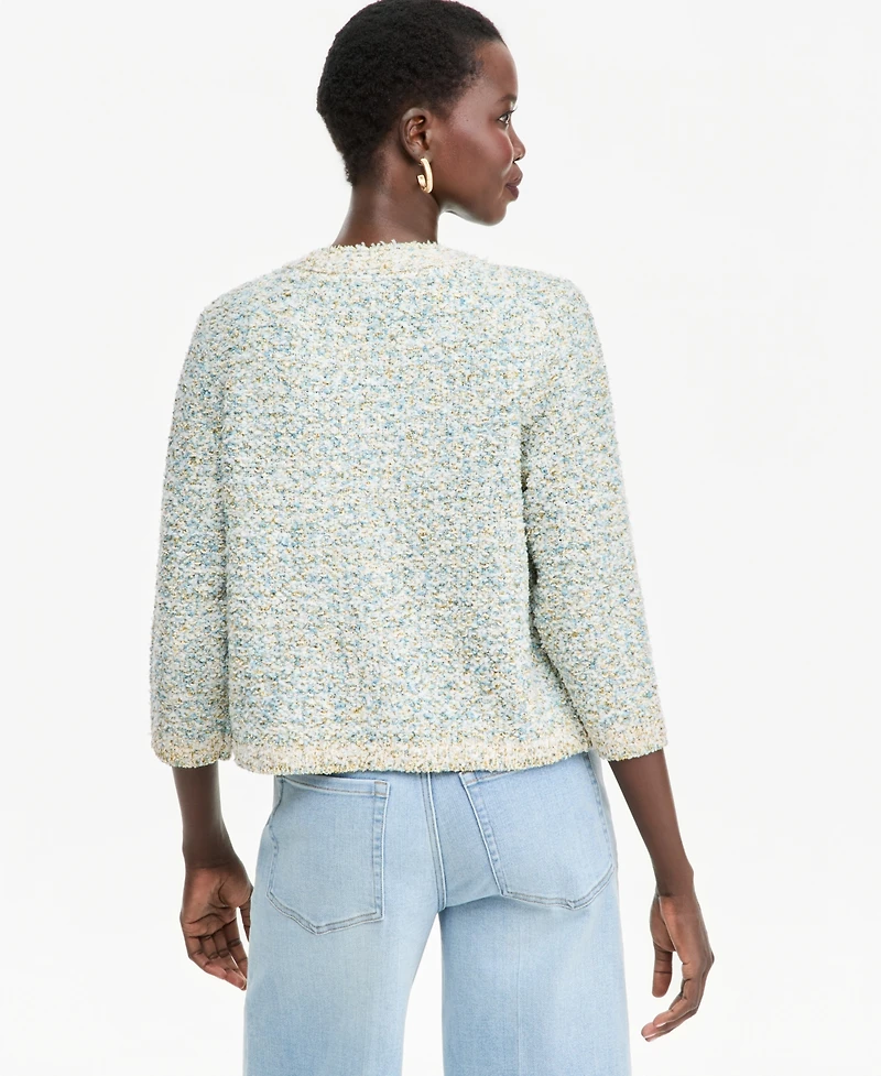 I.n.c. International Concepts Women's Eyelash Crewneck Short-Sleeve Cardigan, Macy's Exclusive