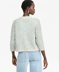I.n.c. International Concepts Women's Eyelash Crewneck Short-Sleeve Cardigan, Macy's Exclusive