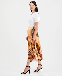 T Tahari Women's Printed Pull-On Pleated Skirt