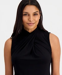 T Tahari Women's Asymmetric Draped-Neck Sleeveless Top