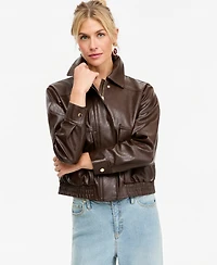 I.n.c. International Concepts Women's Faux Leather Bomber Jacket, Macy's Exclusive