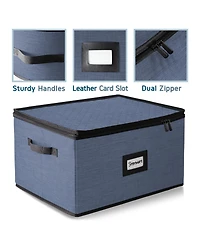 Wine Glass Storage Box with Dividers, Quilted and Stackable Stemware Storage Cases