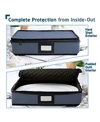 Platter Storage Case - Fine China Storage Containers Hard Shell, Quilted and Stackable Platter Storage Container with Handles