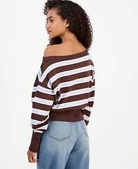 Pink Rose Juniors' Off-The-Shoulder Dropped-Sleeve Sweater