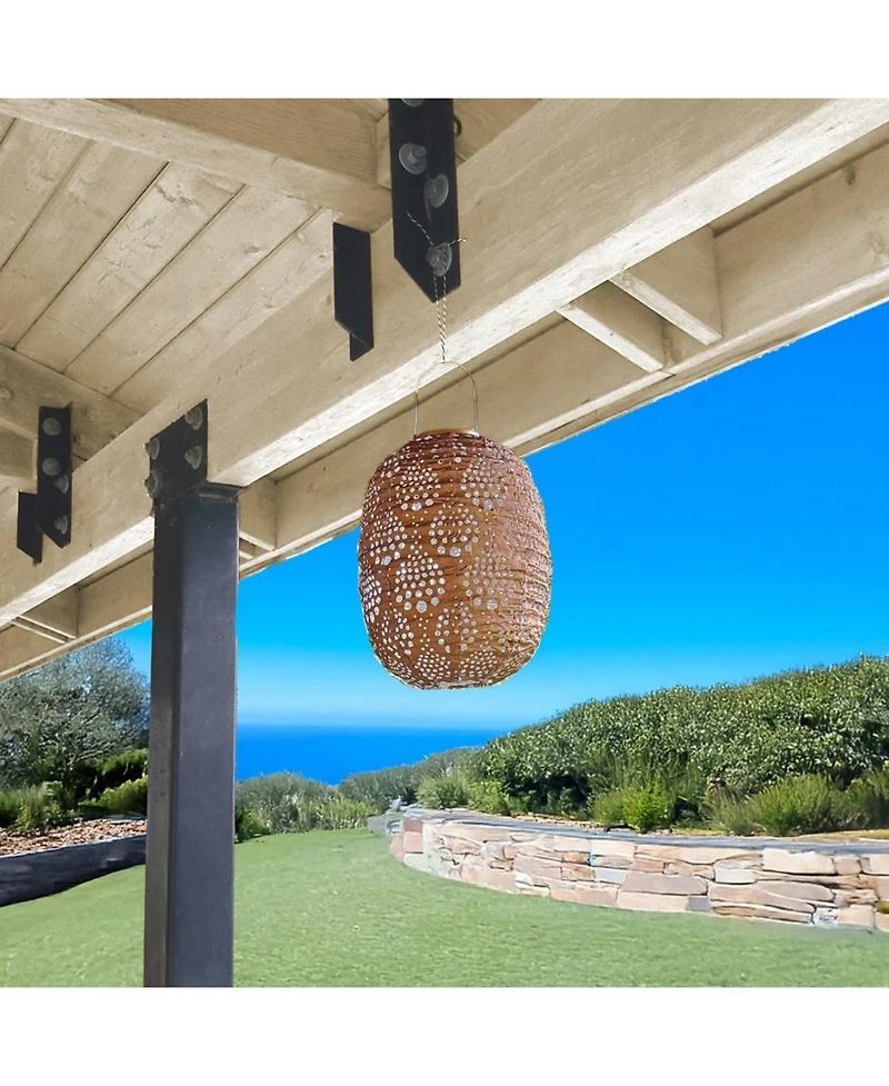 Allsop Home & Garden, Stella Luxe Barrel Dewdrop Copper Led Lantern (Battery Powered)