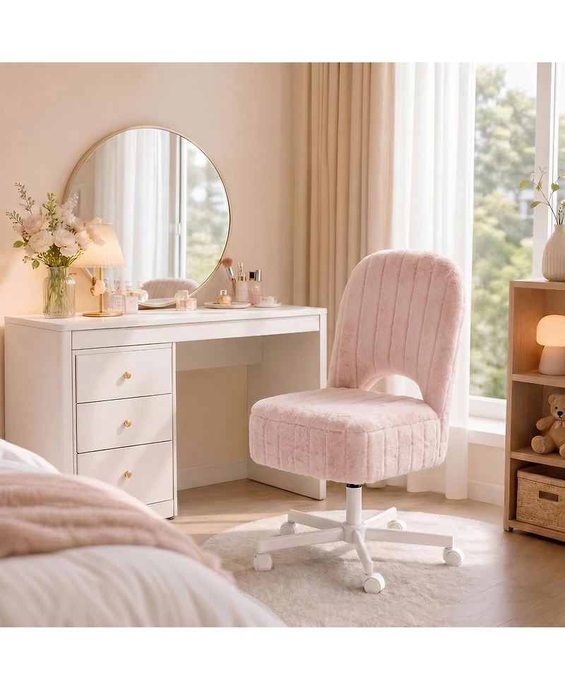 homfan Small Vanity Stool Chair with Storage, Height Adjustable Lift Ottoman 360 Swivel and Wheels for Bedroom or Office