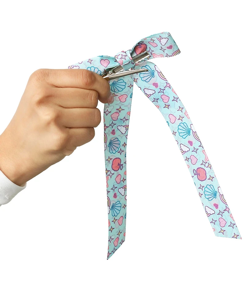 Hello Kitty and Friends Long Hair Bows 7-Piece Set Official License, Sanrio Hair Accessories with Kuromi and My Melody