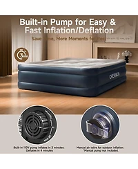 Cherimor 18" King Air Mattress with Built-in Pump, 1000-lb Capacity, Fast Inflation Guest Bed, Honeycomb Support, Blue