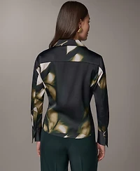 Donna Karan New York Petite Collared Button-Front Blouse